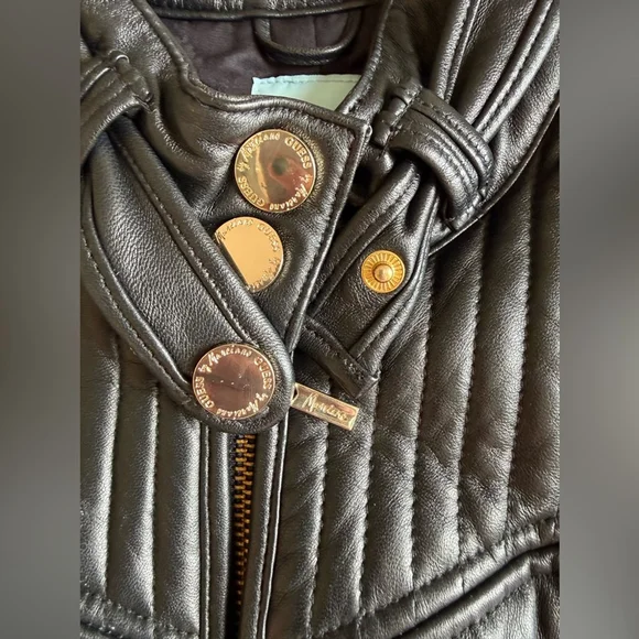 Guess by Marciano Black Leather Moto Vest Size Extra Small XS - Picture 4 of 13